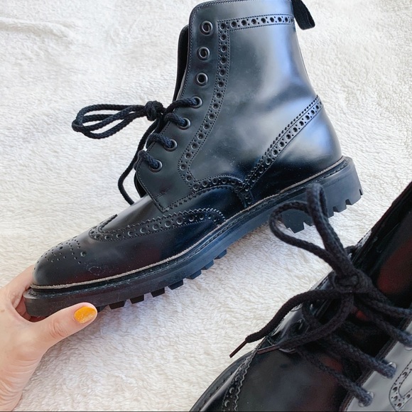 NIB Authentic Prada Leather Wingtip Combat Boots - Picture 6 of 10